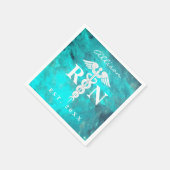 Serviette En Papier Infirmière RN Turquoise Marbre Custom Graduation P (Coin)