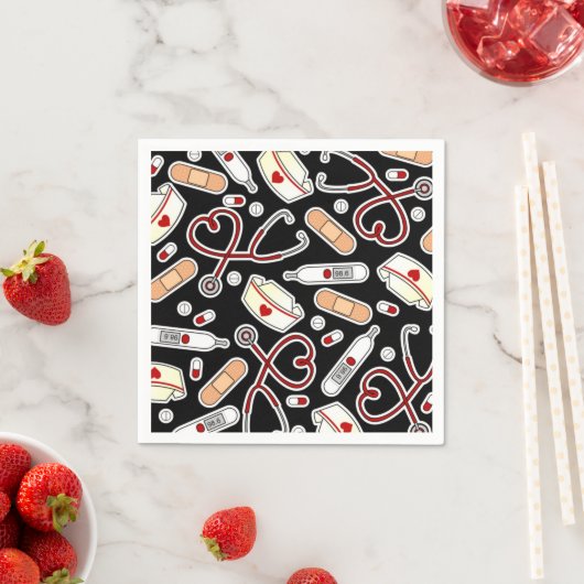 Serviette En Papier Infirmière thème serviettes Noir (En situation)