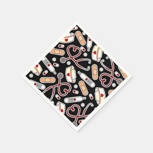 Serviette En Papier Infirmière thème serviettes Noir (Coin)