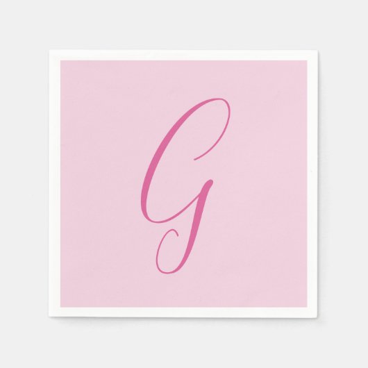 Serviette En Papier Initial Letter Monogram Light Pink Plain Chic (Devant)
