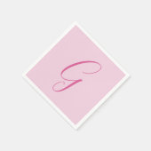 Serviette En Papier Initial Letter Monogram Light Pink Plain Chic (Coin)
