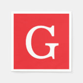 Serviette En Papier Initial Letter Monogram Red White Plain Simple (Devant)