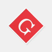 Serviette En Papier Initial Letter Monogram Red White Plain Simple (Coin)