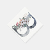 Serviette En Papier Initiale B Monogramme Floral Bleu (Coin)