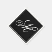 Serviette En Papier Initiale de monogramme élégant (Coin)