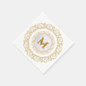 Serviette En Papier Initiale et nom pailletés or élégants (Coin)