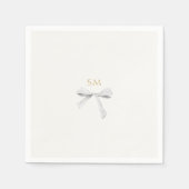 Serviette En Papier Initiales blanches | Mariage de ruban tendance (Devant)