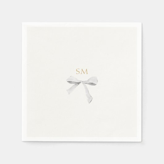 Serviette En Papier Initiales blanches | Mariage de ruban tendance (Devant)