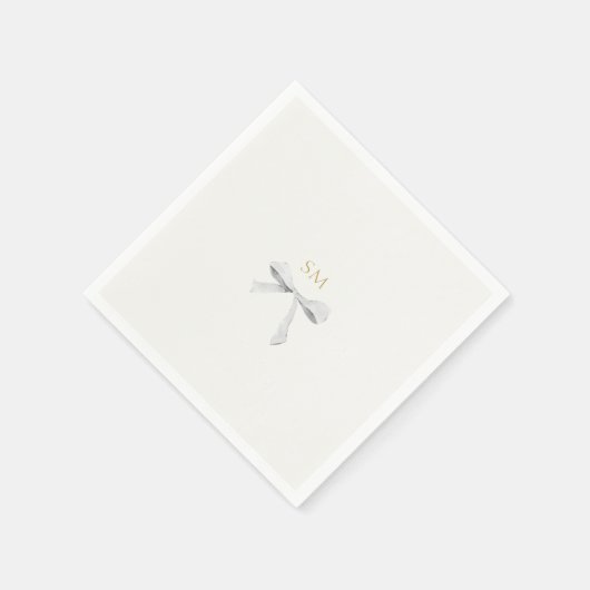 Serviette En Papier Initiales blanches | Mariage de ruban tendance (Coin)