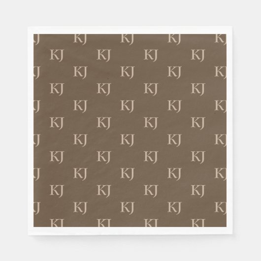 Serviette En Papier Initiales Brown et beige Motif (Devant)