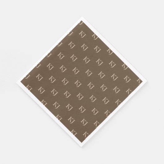 Serviette En Papier Initiales Brown et beige Motif (Coin)