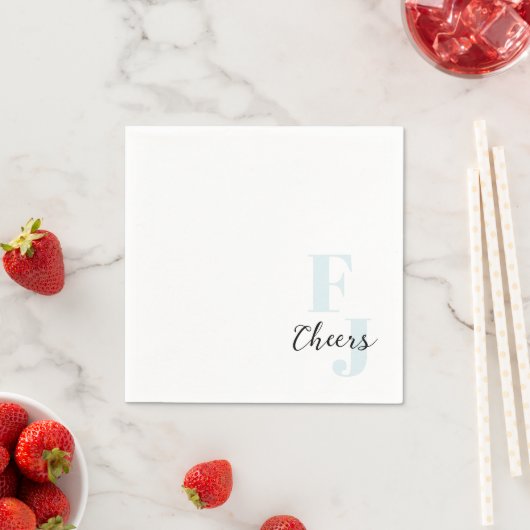 Serviette En Papier Initiales ・ Classique Gras Moderne Monogramme Bleu (En situation)