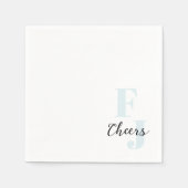 Serviette En Papier Initiales ・ Classique Gras Moderne Monogramme Bleu (Devant)
