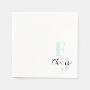 Serviette En Papier Initiales ・ Classique Gras Moderne Monogramme Bleu