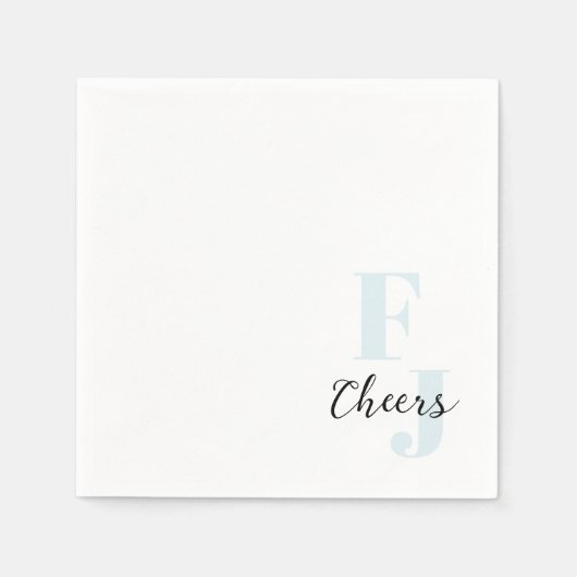 Serviette En Papier Initiales ・ Classique Gras Moderne Monogramme Bleu (Devant)