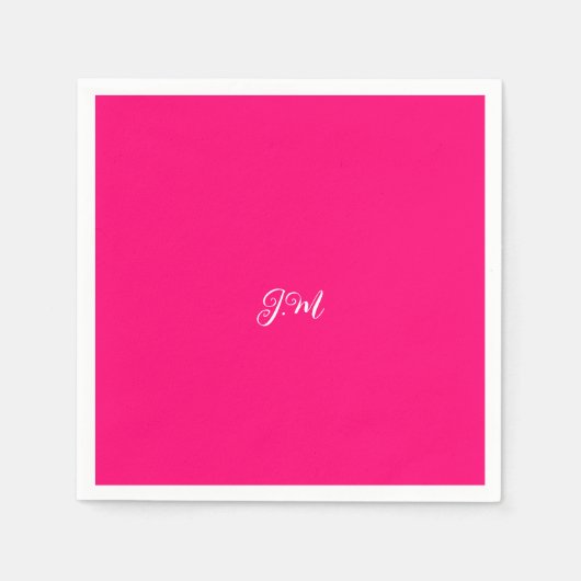 Serviette En Papier Initiales couleur rose néon fluorescent nom de cou (Devant)