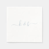 Serviette En Papier Initiales Couple Bleu Dusty Swash Script (Devant)