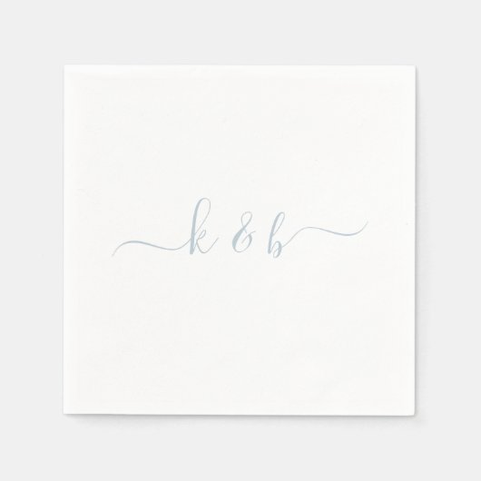 Serviette En Papier Initiales Couple Bleu Dusty Swash Script (Devant)