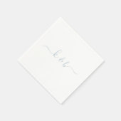 Serviette En Papier Initiales Couple Bleu Dusty Swash Script (Coin)
