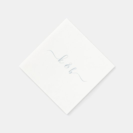 Serviette En Papier Initiales Couple Bleu Dusty Swash Script (Coin)