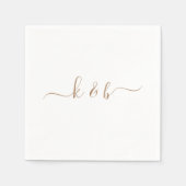 Serviette En Papier Initiales Couple Or Laver Script Blanc (Devant)
