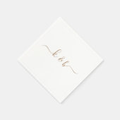 Serviette En Papier Initiales Couple Or Laver Script Blanc (Coin)