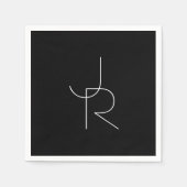 Serviette En Papier Initiales de chevauchement modernes 2 | Blanc sur  (Devant)