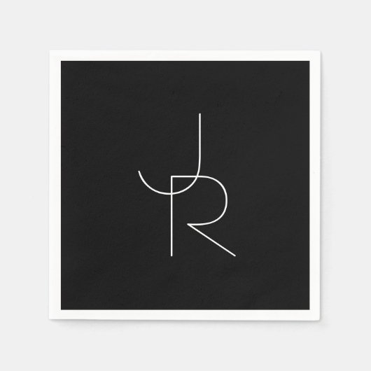 Serviette En Papier Initiales de chevauchement modernes 2 | Blanc sur  (Devant)