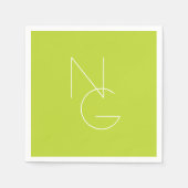 Serviette En Papier Initiales de chevauchement modernes 2 | Lime vert (Devant)