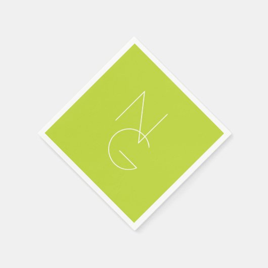 Serviette En Papier Initiales de chevauchement modernes 2 | Lime vert (Coin)