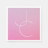 Serviette En Papier Initiales de chevauchement modernes 2 | Ombre rose (Devant)
