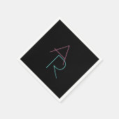 Serviette En Papier Initiales de chevauchement modernes | Rose Turquoi (Coin)