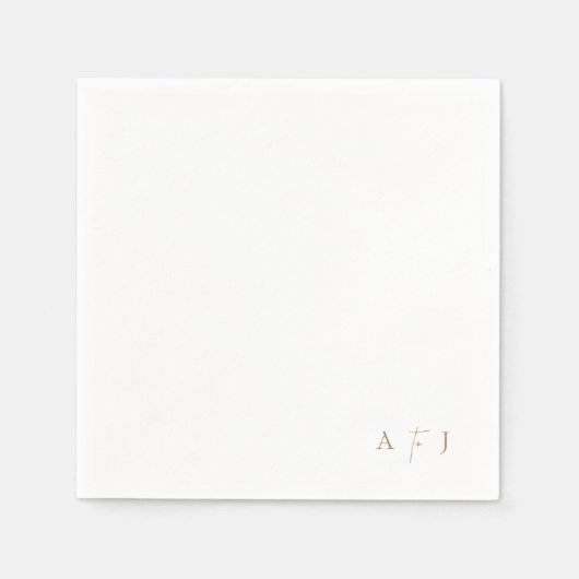Serviette En Papier Initiales de coin moderne "à" coin Mariage (Devant)