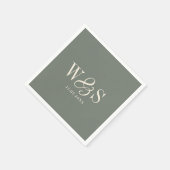 Serviette En Papier Initiales de couples mariés Elegant Sage (Coin)