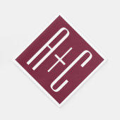 Serviette En Papier Initiales de couples simples | Blanc et bordeaux (Coin)