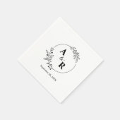 Serviette En Papier Initiales de Mariage à feuilles florales rustiques (Coin)