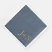 Serviette En Papier Initiales de Mariage Elegance Simple ID1022 bleu (Coin)