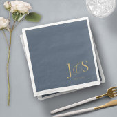 Serviette En Papier Initiales de Mariage Elegance Simple ID1022 bleu