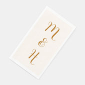 Serviette En Papier Initiales de mariage élégantes au gingembre | Ivoi (Coin)