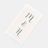Serviette En Papier Initiales de mariage élégantes Hunter Green | Ivoi (Coin)