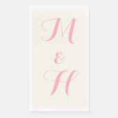 Serviette En Papier Initiales de mariage élégantes rose bébé | Ivoire (Devant)