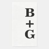 Serviette En Papier Initiales de Mariage moderne noir | Blanc (Devant)