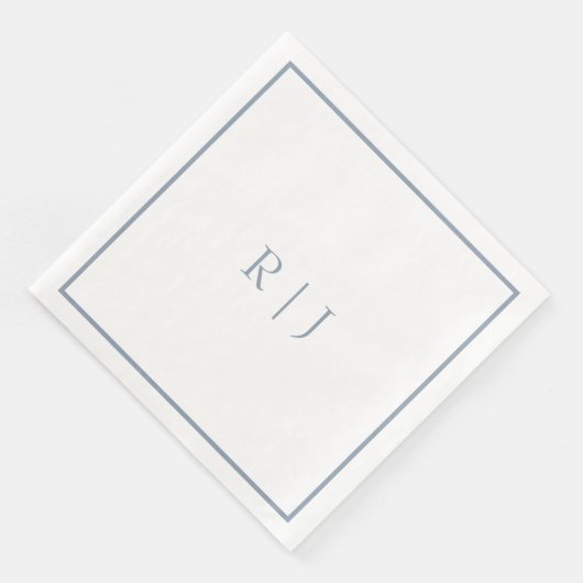 Serviette En Papier Initiales de monogramme bleu poussiéreux Mariage s (Coin)
