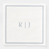 Serviette En Papier Initiales de monogramme bleu poussiéreux Mariage s (Devant)