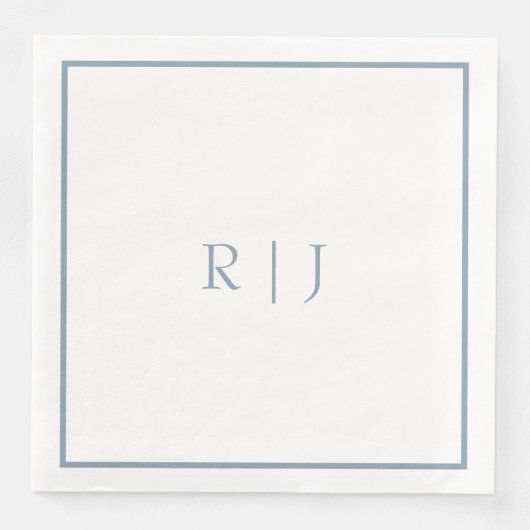 Serviette En Papier Initiales de monogramme bleu poussiéreux Mariage s (Devant)