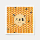 Serviette En Papier Initiales de monogramme d'abeilles miel Mariage d' (Devant)