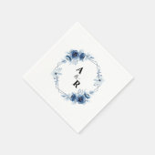 Serviette En Papier Initiales de monogramme esperluette florale bleue (Coin)