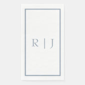 Serviette En Papier Initiales de monogramme mariage simple bleu poussi (Devant)