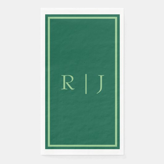 Serviette En Papier Initiales de monogramme Mariage vert foncé Sage Co (Devant)