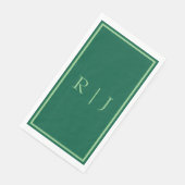 Serviette En Papier Initiales de monogramme Mariage vert foncé Sage Co (Coin)